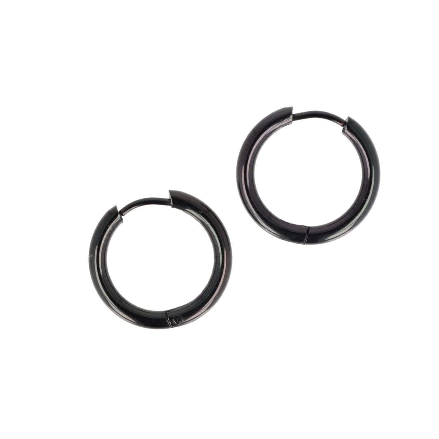 19mm Stainless Steel Hoop Earrings (Black)