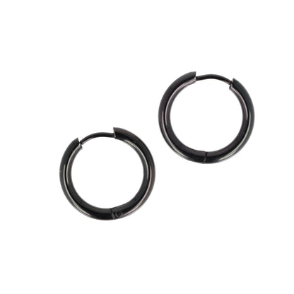 19mm Stainless Steel Hoop Earrings (Black)