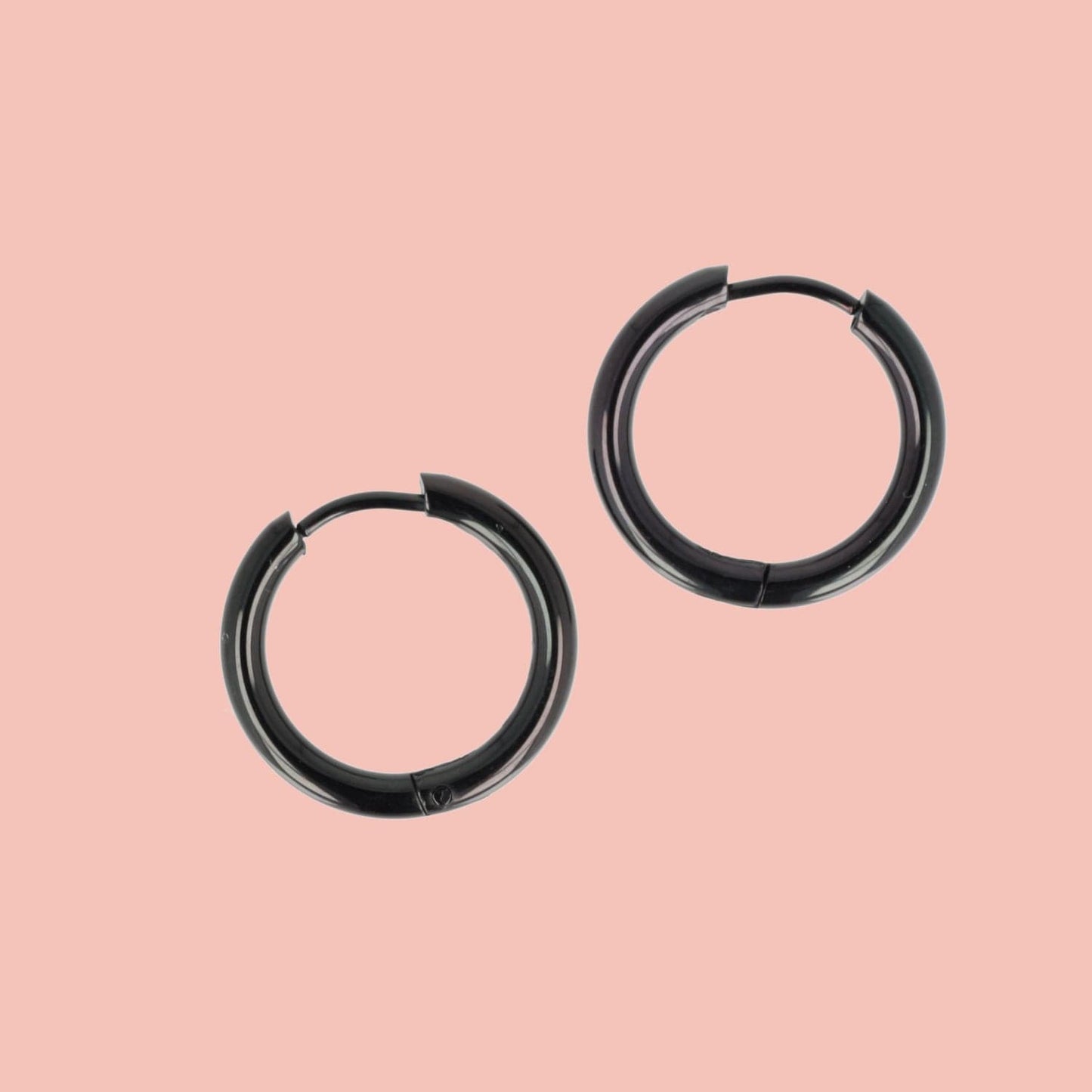 19mm Stainless Steel Hoop Earrings (Black)