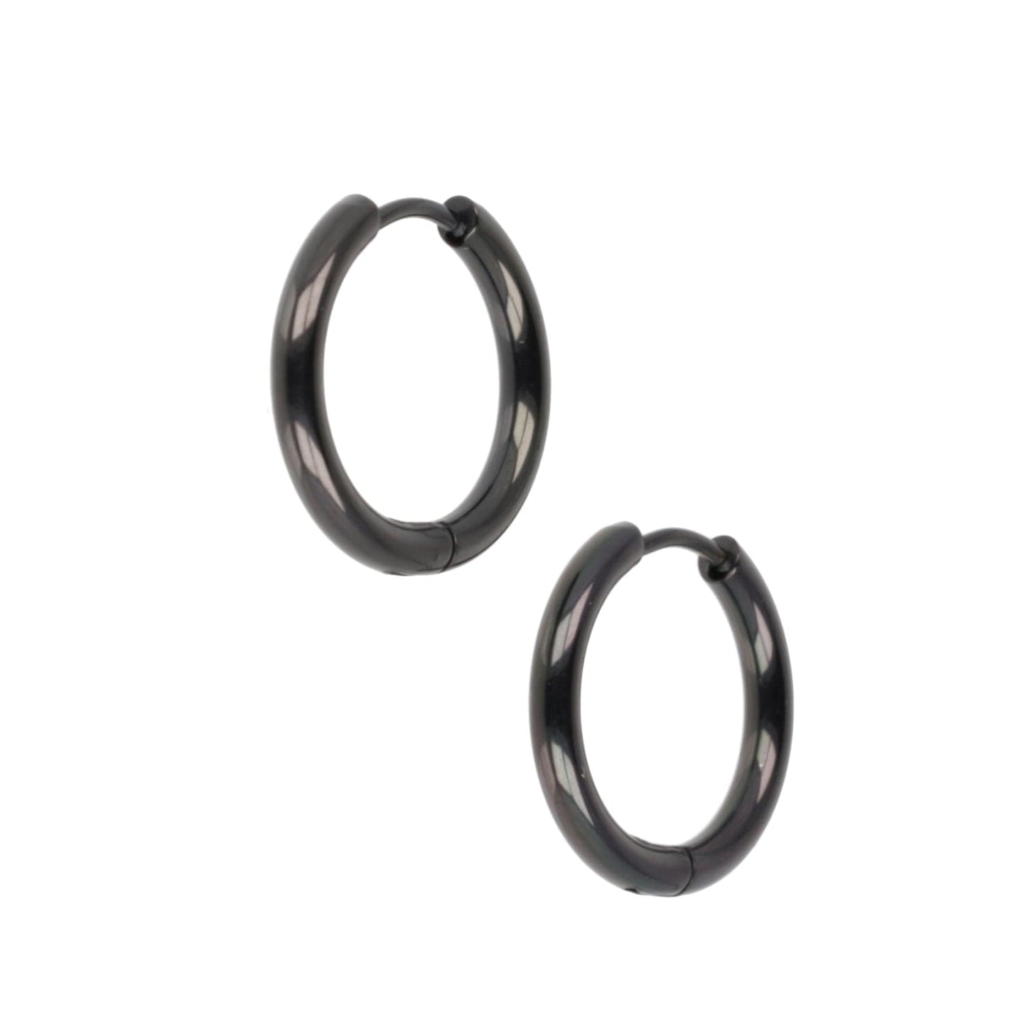 19mm Stainless Steel Hoop Earrings (Black)