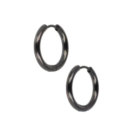 19mm Stainless Steel Hoop Earrings (Black)
