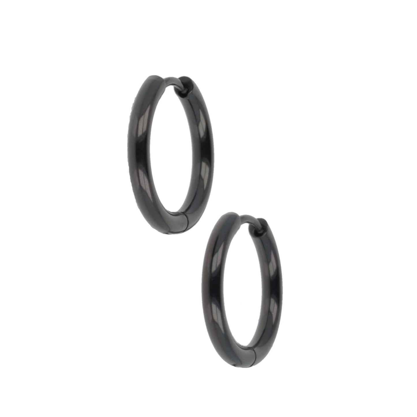 19mm Stainless Steel Hoop Earrings (Black)