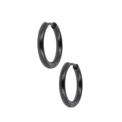 19mm Stainless Steel Hoop Earrings (Black)