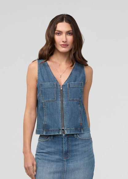 Performance Denim Zip Front Vest