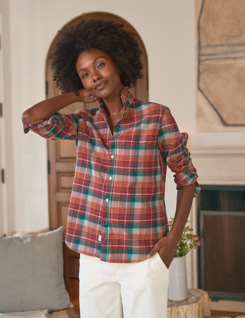 EILEEN Wine and Green Plaid, Italian Flannel