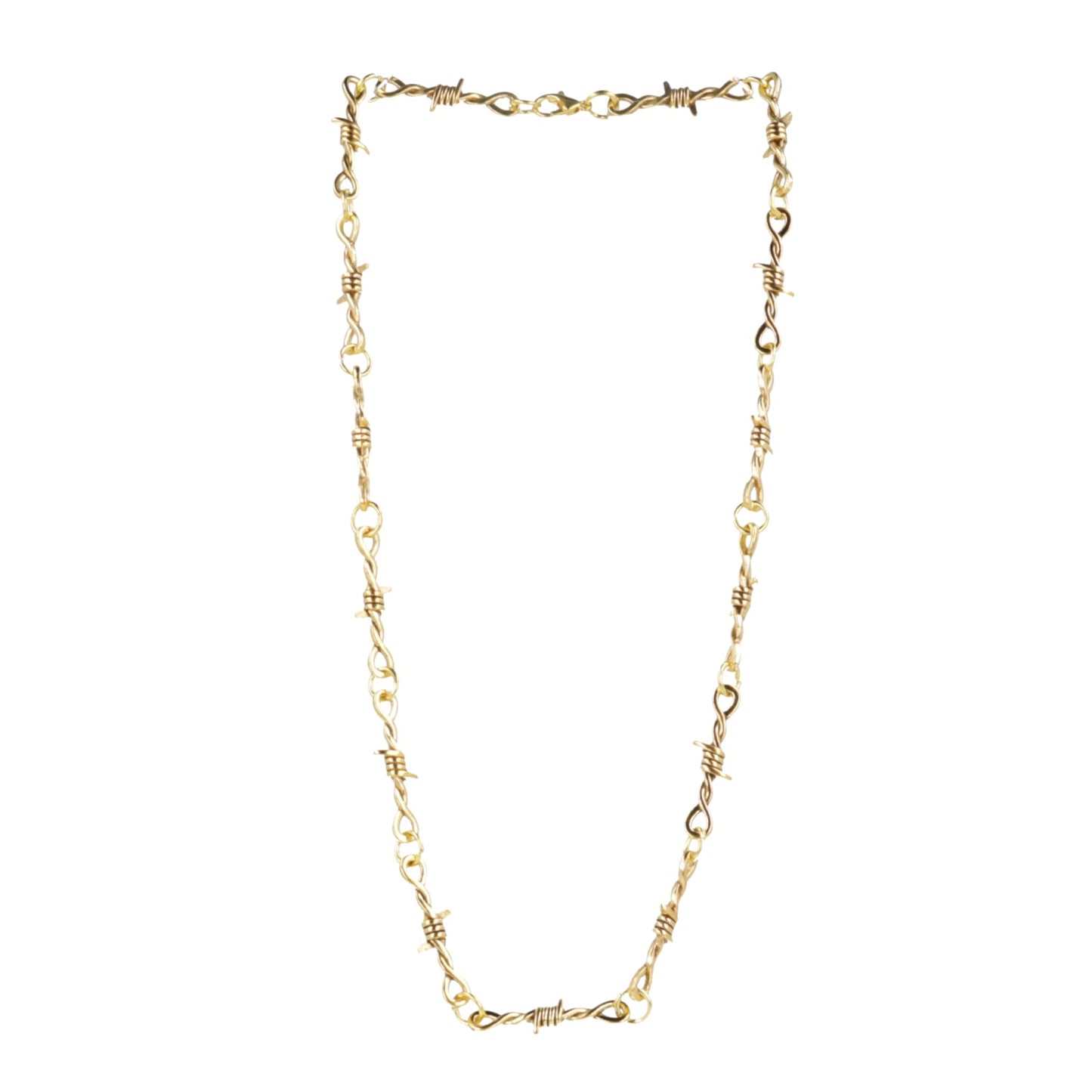 20 Inch Thin Barbed Wire Necklace (Gold Plated)