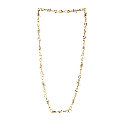 20 Inch Thin Barbed Wire Necklace (Gold Plated)