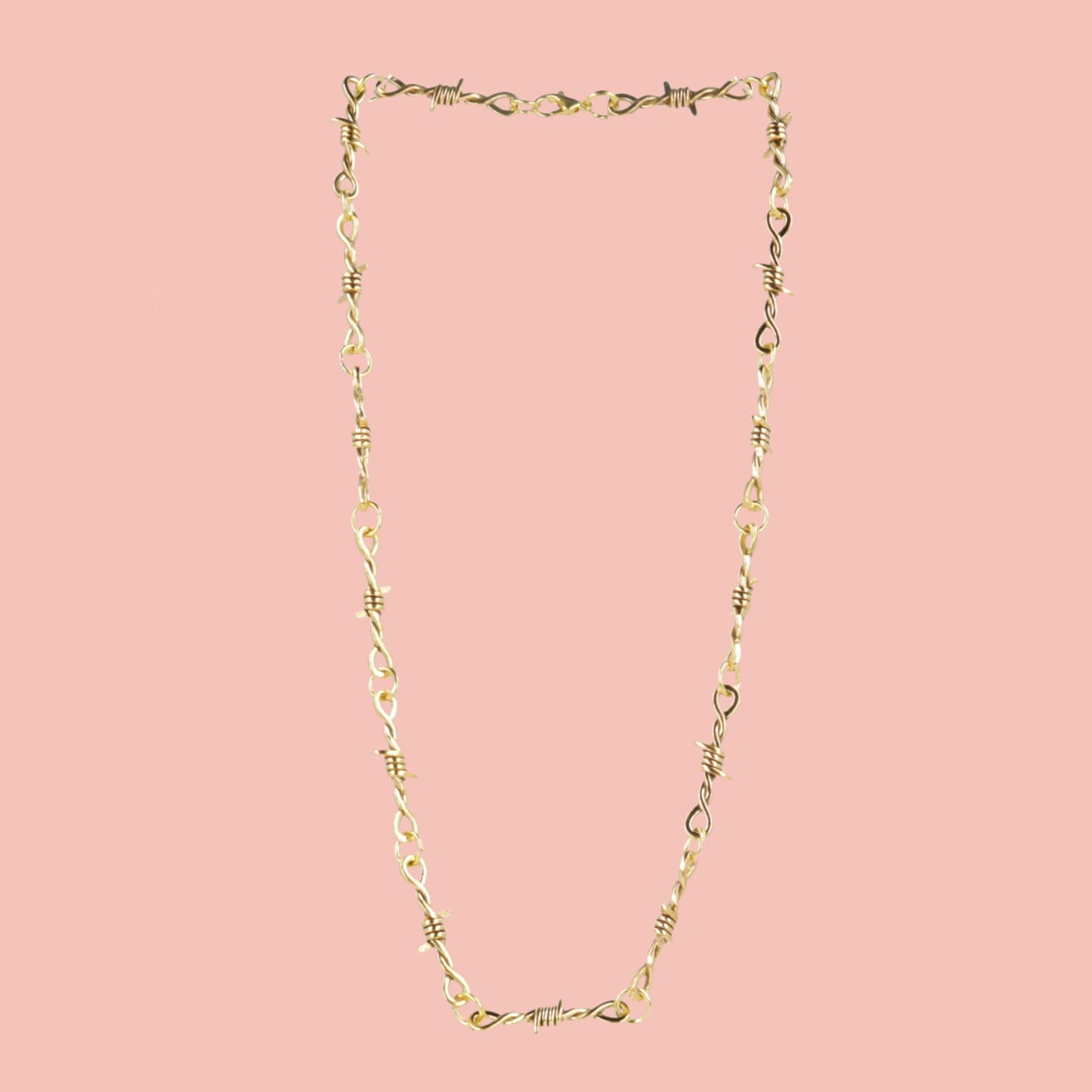 20 Inch Thin Barbed Wire Necklace (Gold Plated)