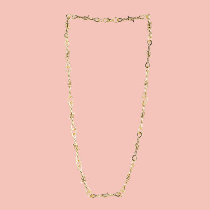 20 Inch Thin Barbed Wire Necklace (Gold Plated)