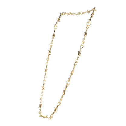 20 Inch Thin Barbed Wire Necklace (Gold Plated)