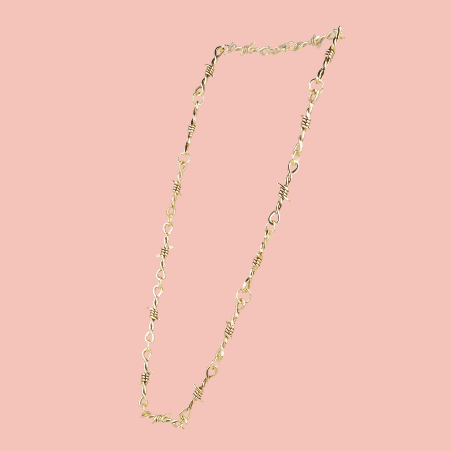 20 Inch Thin Barbed Wire Necklace (Gold Plated)