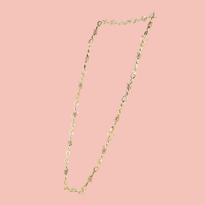 20 Inch Thin Barbed Wire Necklace (Gold Plated)