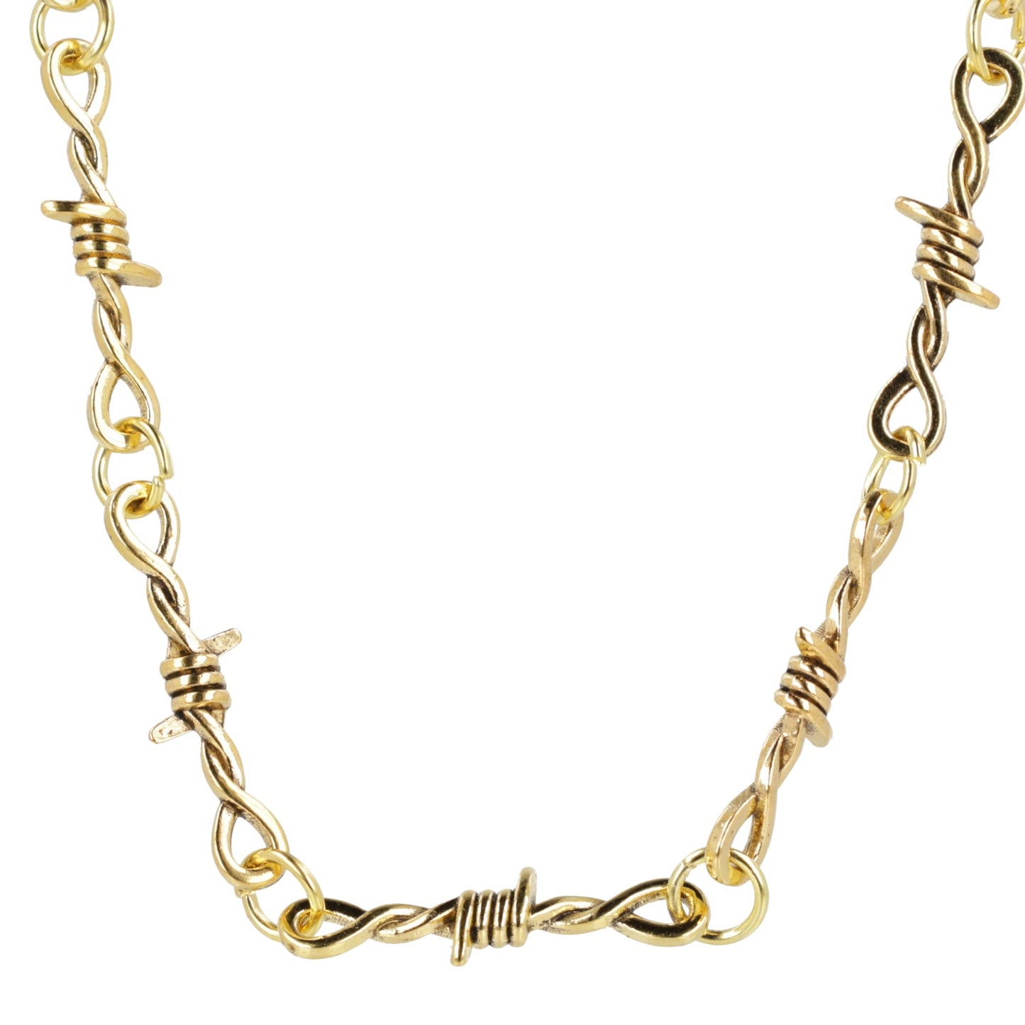20 Inch Thin Barbed Wire Necklace (Gold Plated)