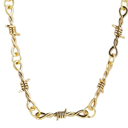 20 Inch Thin Barbed Wire Necklace (Gold Plated)