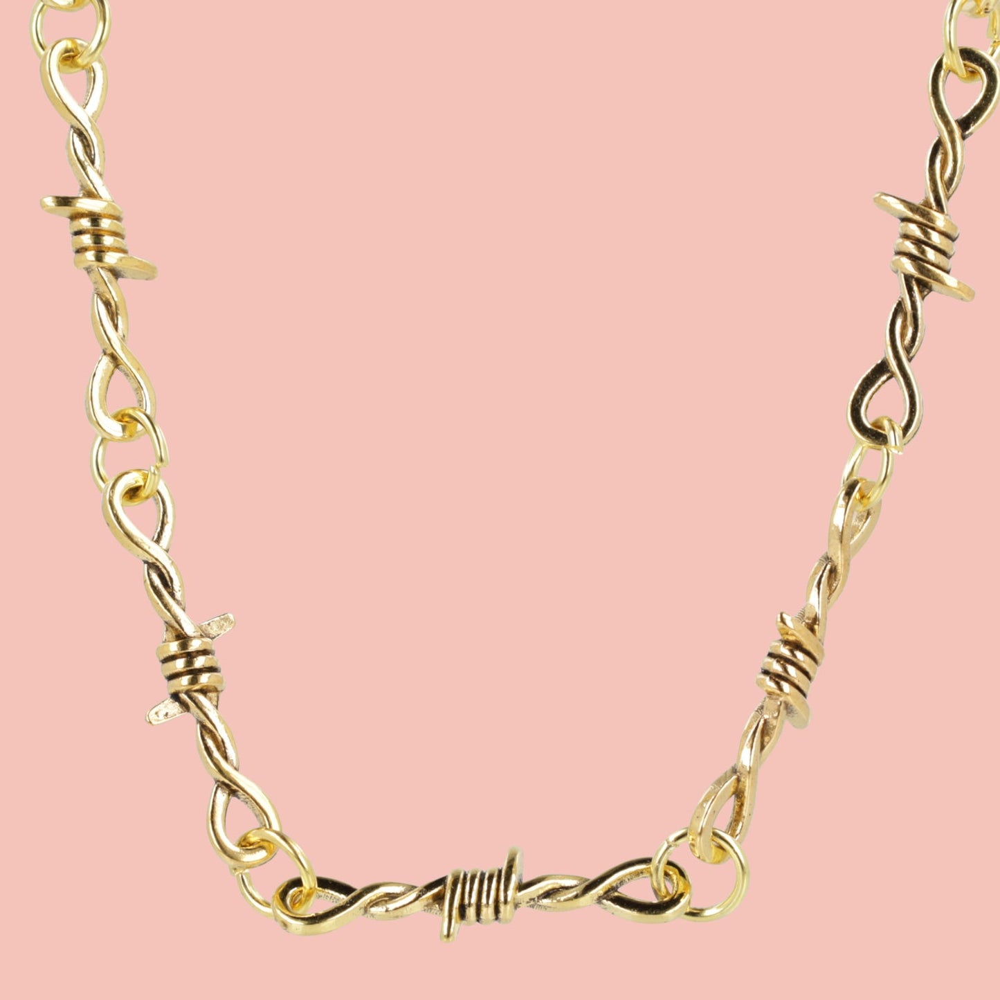20 Inch Thin Barbed Wire Necklace (Gold Plated)
