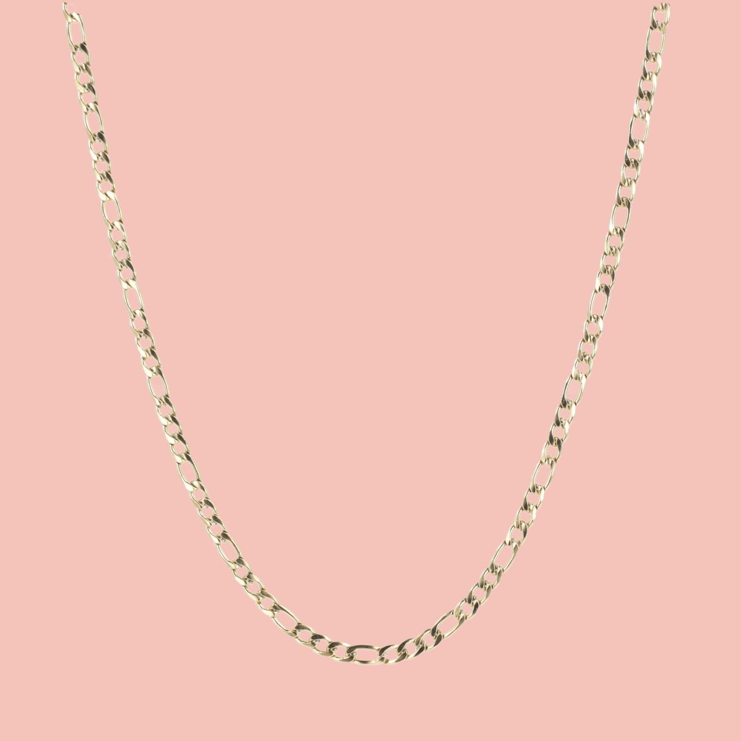 21 Inch Figaro Chain Necklace (Gold Plated)