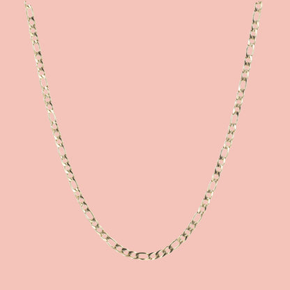 21 Inch Figaro Chain Necklace (Gold Plated)