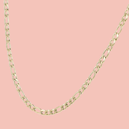 21 Inch Figaro Chain Necklace (Gold Plated)