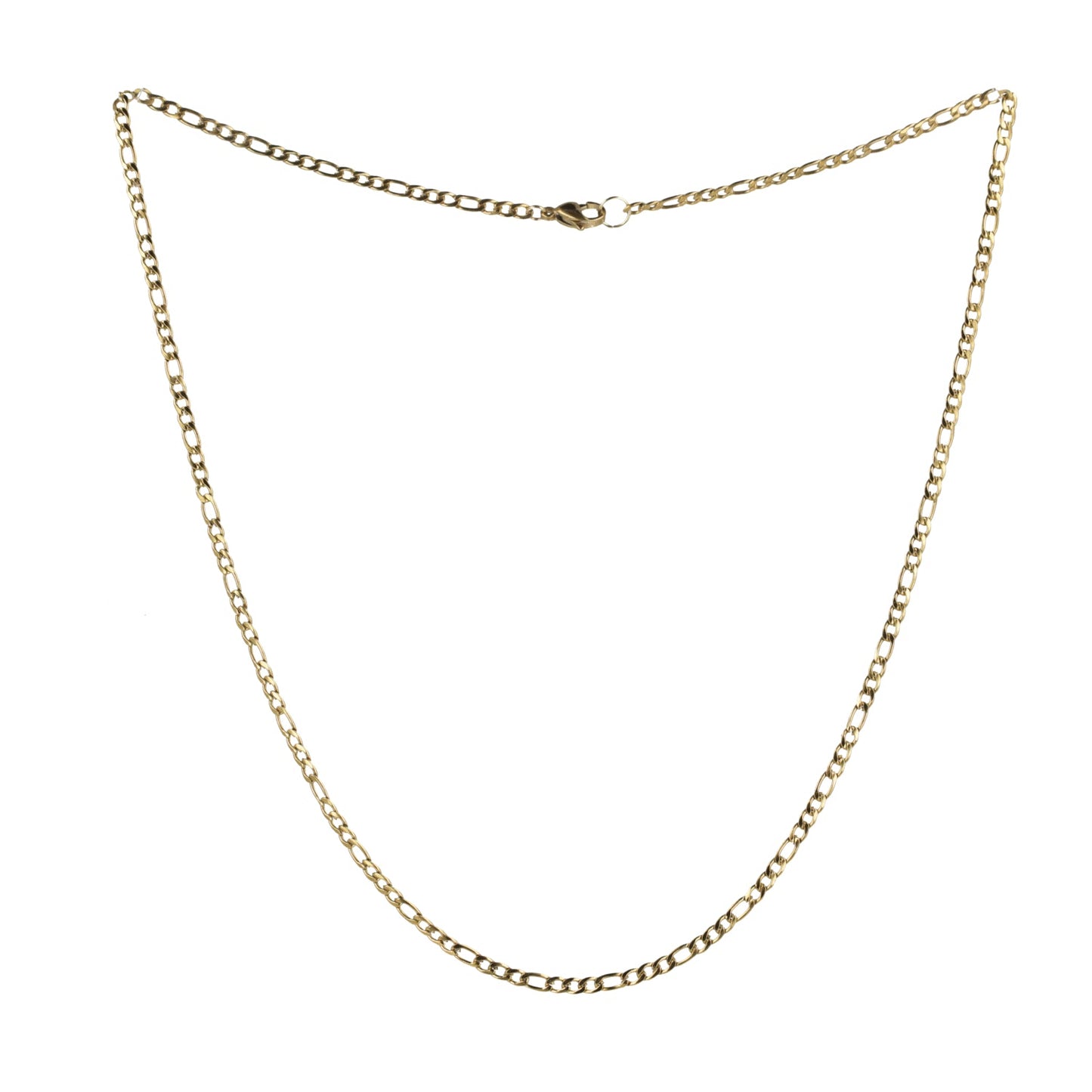 21 Inch Figaro Chain Necklace (Gold Plated)