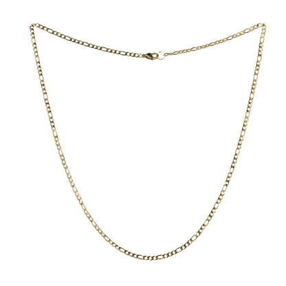 21 Inch Figaro Chain Necklace (Gold Plated)