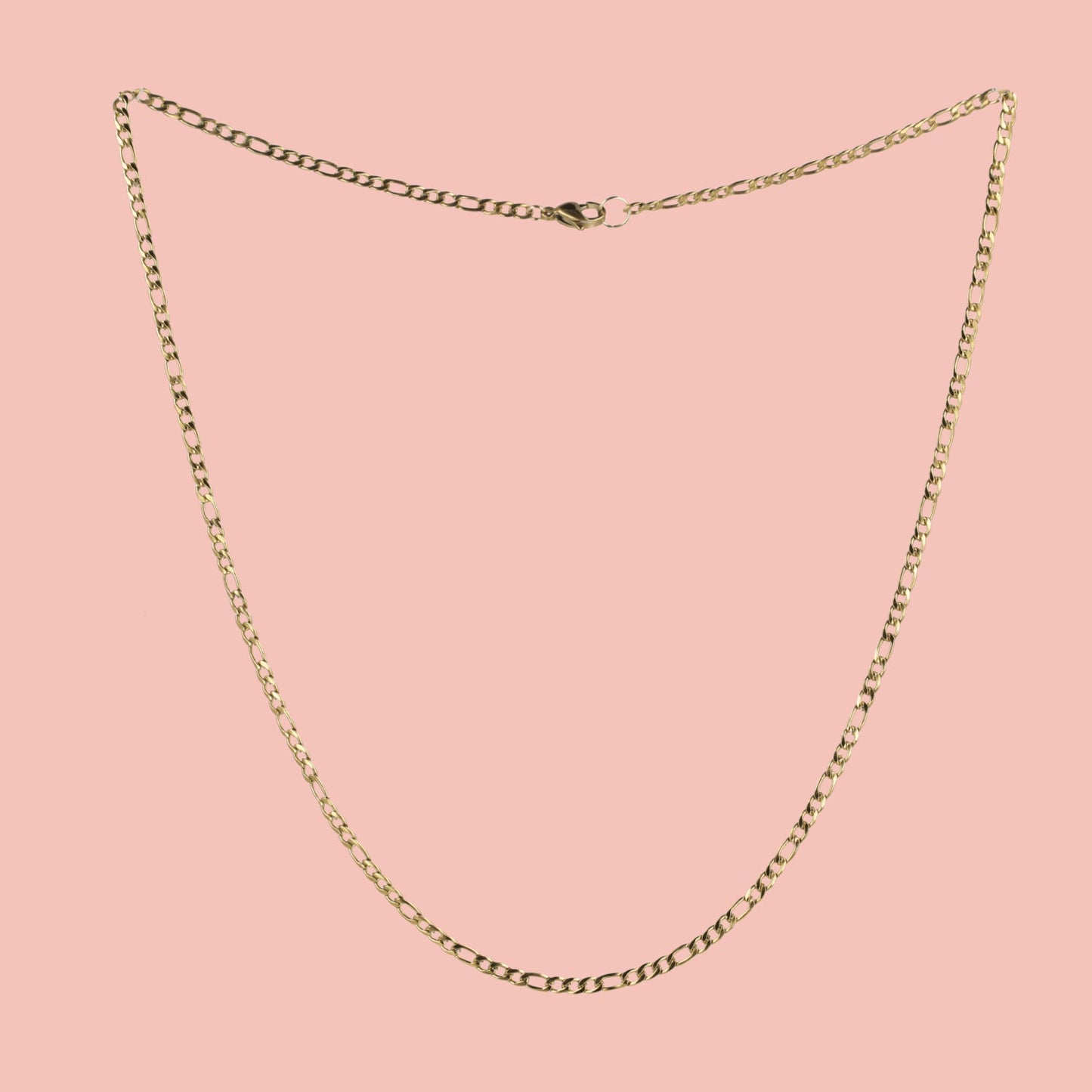 21 Inch Figaro Chain Necklace (Gold Plated)