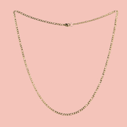 21 Inch Figaro Chain Necklace (Gold Plated)