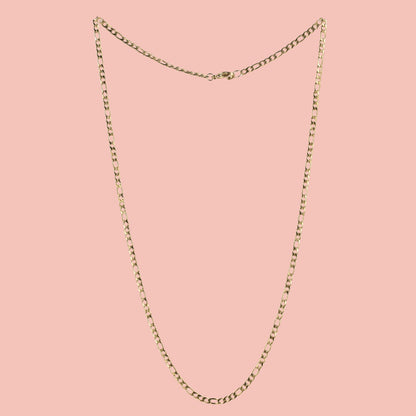 21 Inch Figaro Chain Necklace (Gold Plated)