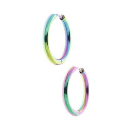 21mm Stainless Steel Rainbow Hoop Earrings