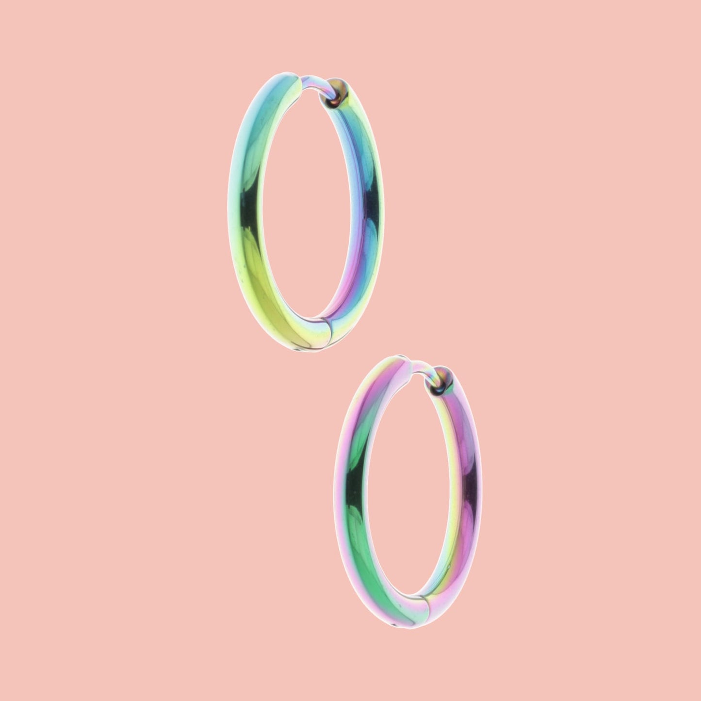 21mm Stainless Steel Rainbow Hoop Earrings