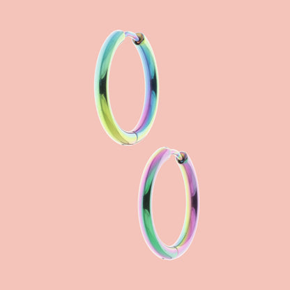 21mm Stainless Steel Rainbow Hoop Earrings