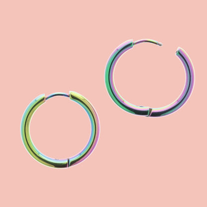 21mm Stainless Steel Rainbow Hoop Earrings