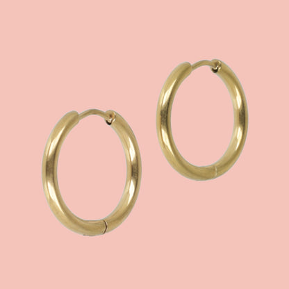 21mm Gold Stainless Steel Hoop Earrings