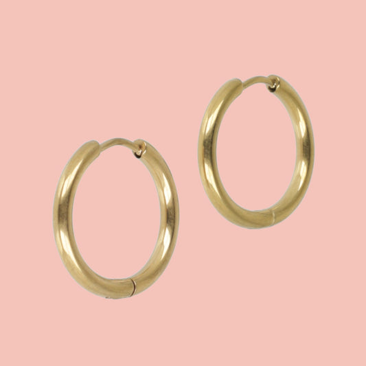 21mm Gold Stainless Steel Hoop Earrings
