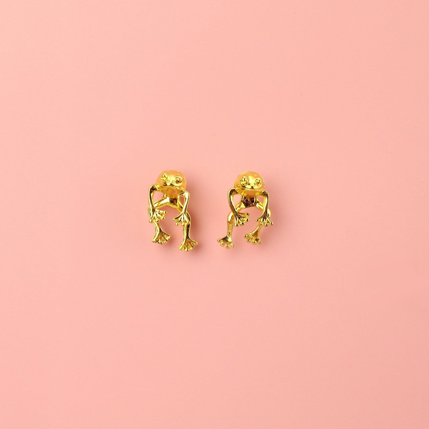 2 Piece Frog Stud Earrings (Gold Plated)