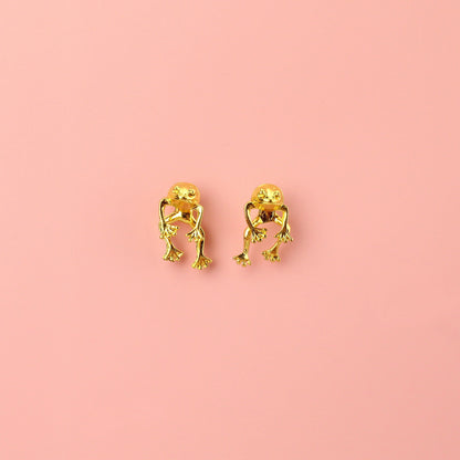 2 Piece Frog Stud Earrings (Gold Plated)