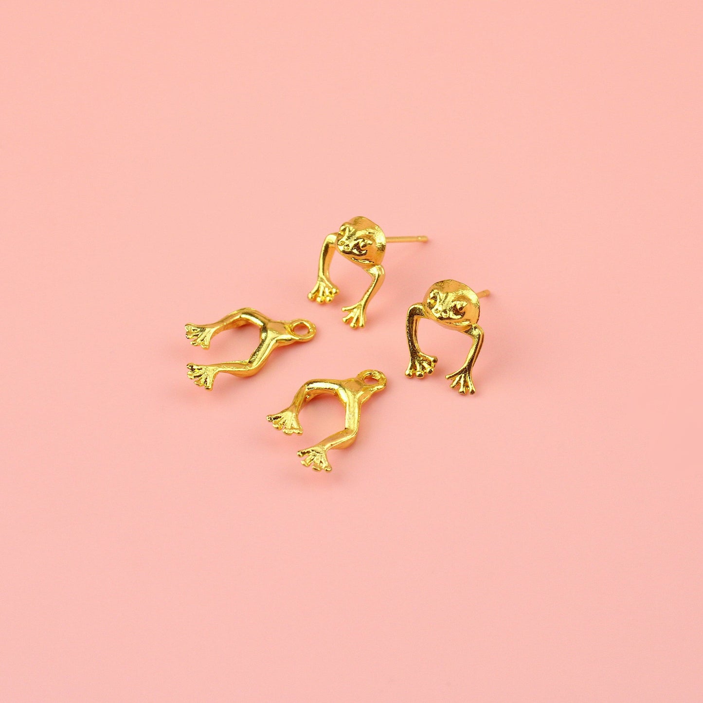 2 Piece Frog Stud Earrings (Gold Plated)