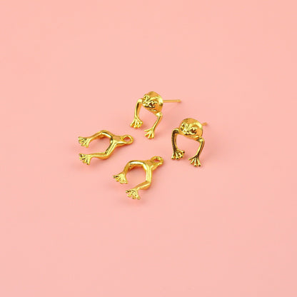 2 Piece Frog Stud Earrings (Gold Plated)