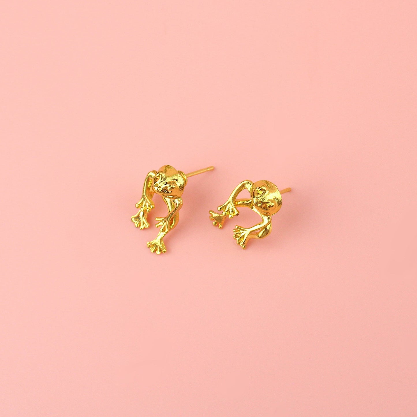 2 Piece Frog Stud Earrings (Gold Plated)