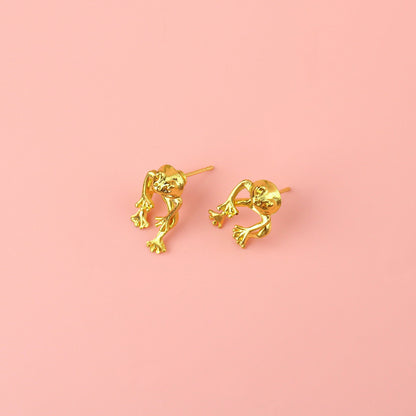 2 Piece Frog Stud Earrings (Gold Plated)