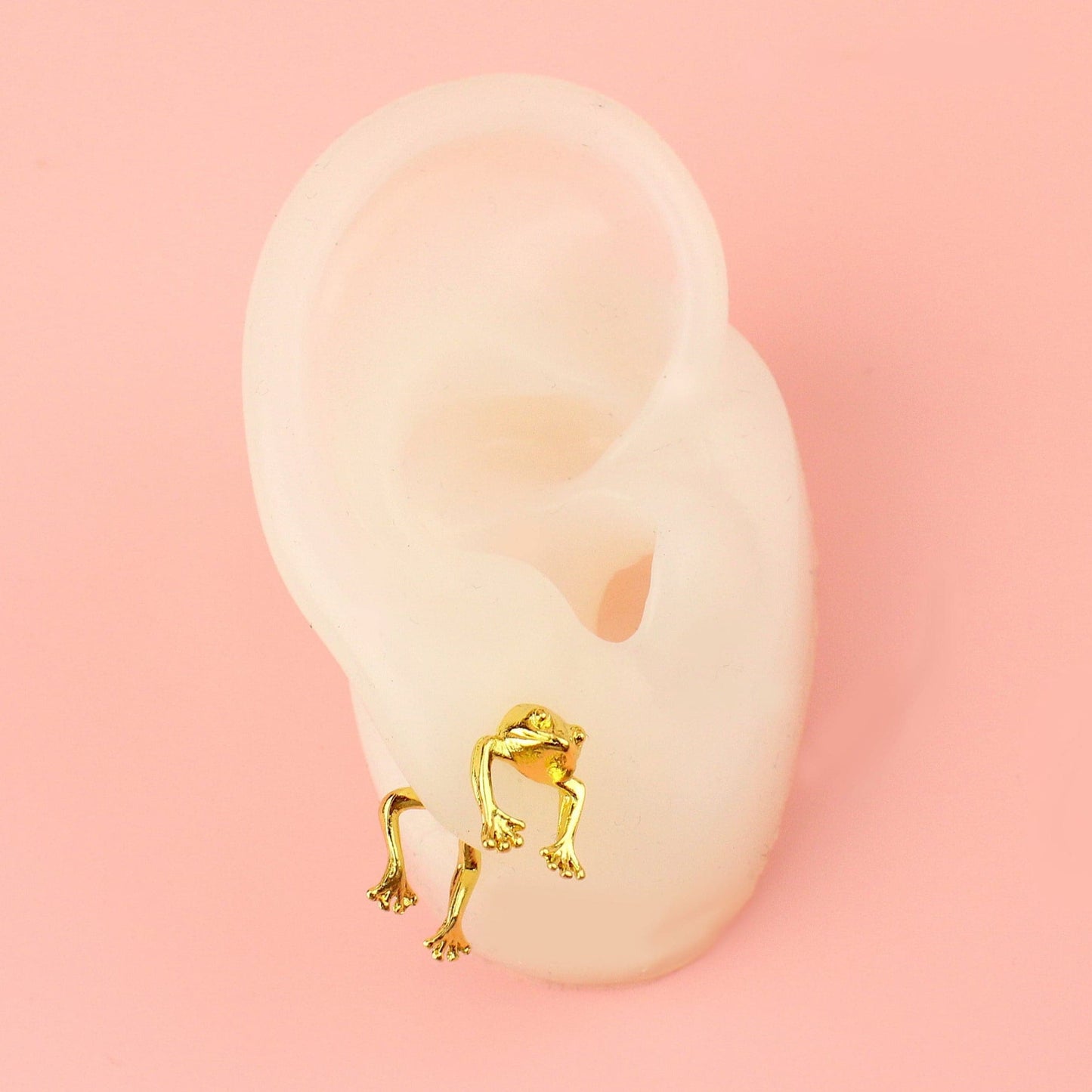2 Piece Frog Stud Earrings (Gold Plated)