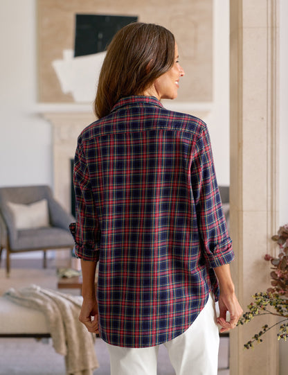 EILEEN Red and Yellow with Navy Plaid, Italian Flannel