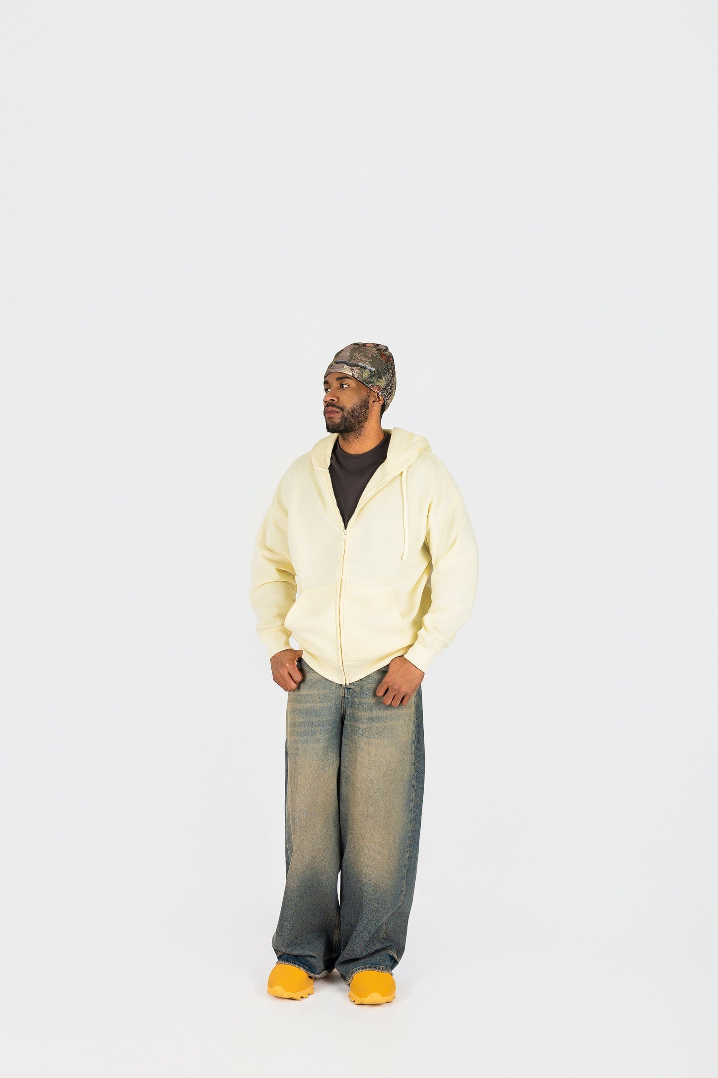 Oversize Drop Shoulder Zip Up Hoodie