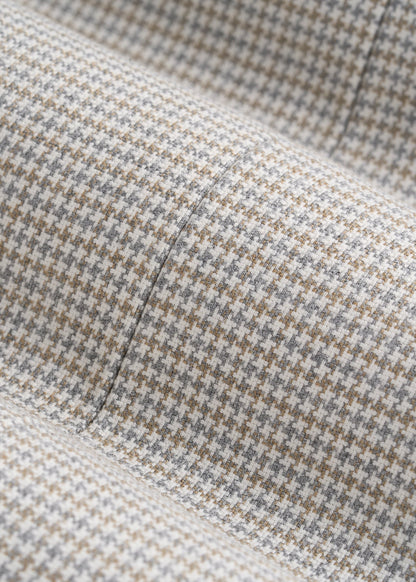 Core Blazer for Tall Men in Beige and Grey Houndstooth