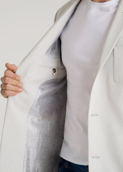 Core Blazer for Tall Men in Light Grey Houndstooth