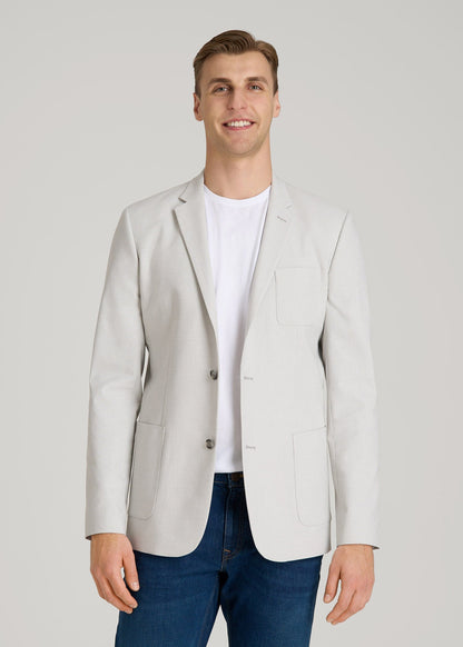 Core Blazer for Tall Men in Light Grey Houndstooth