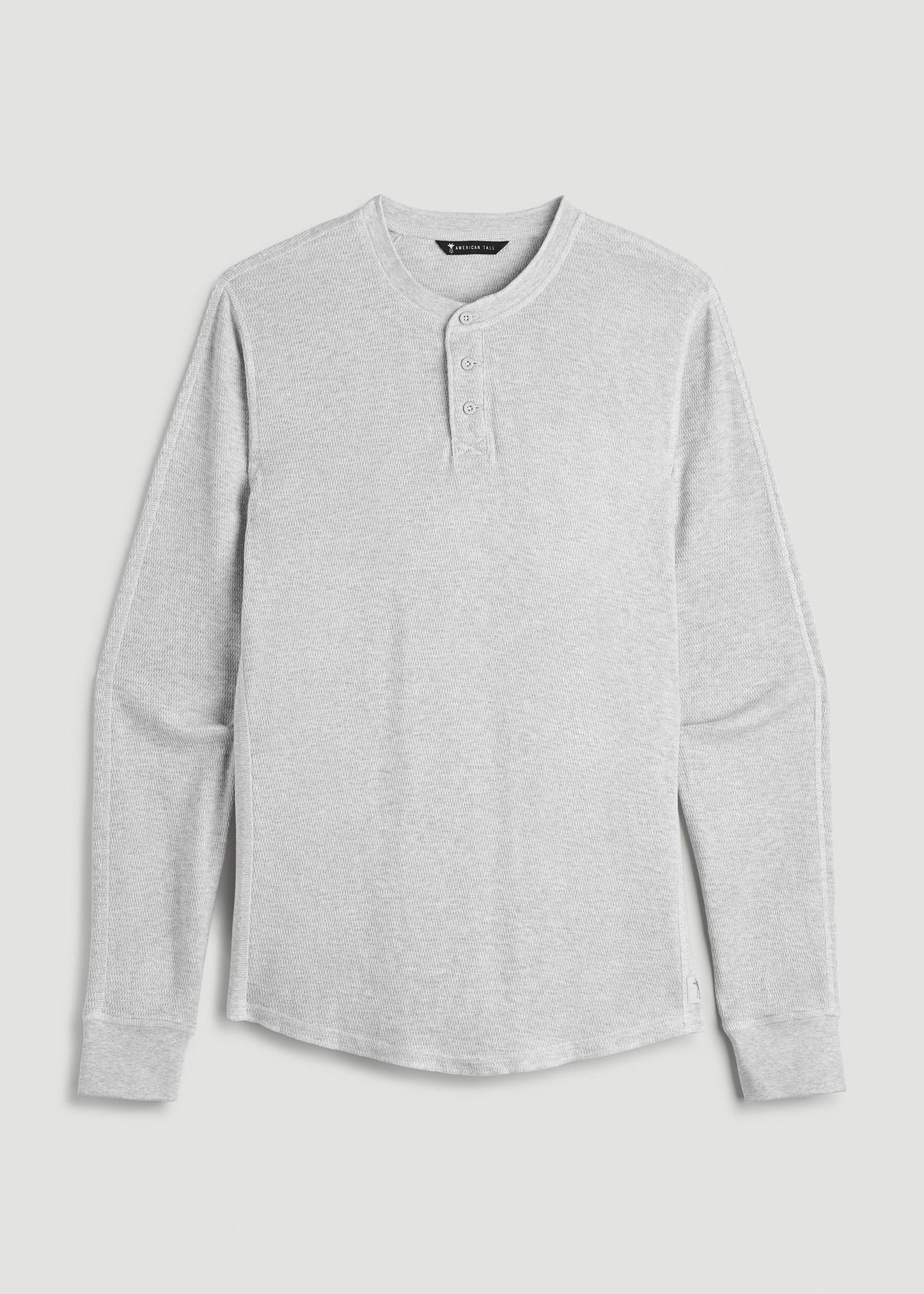 Double Honeycomb Thermal Long-Sleeve Henley Shirt for Tall Men in Light Heather Grey