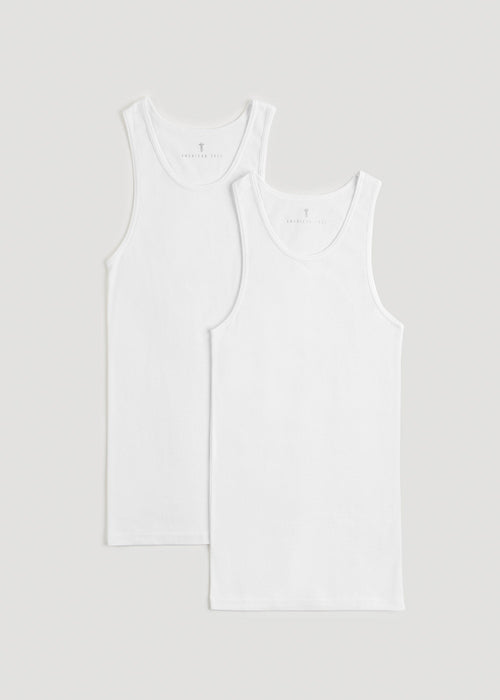 Ribbed Undershirt Tank Top for Tall Men in Bright White