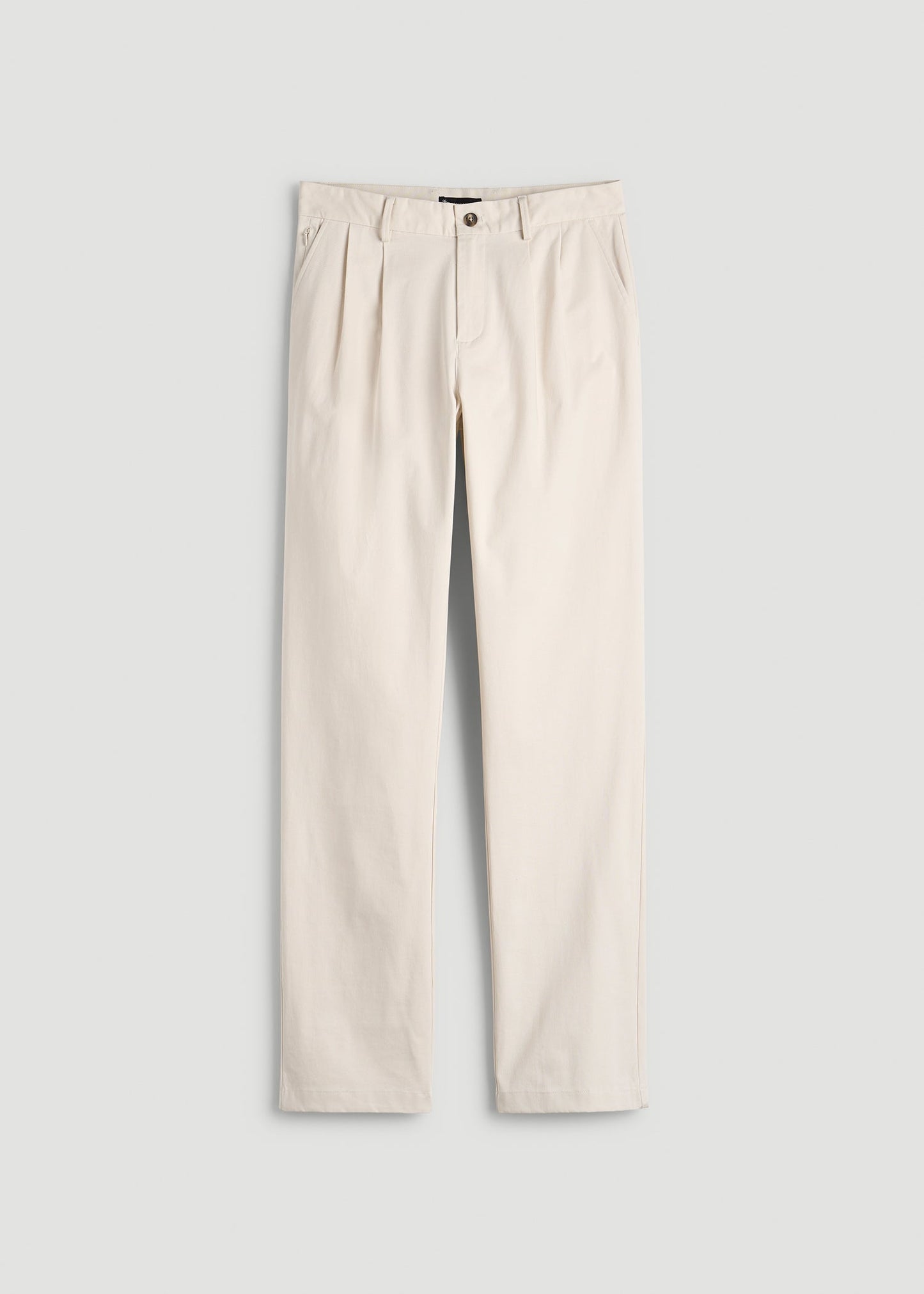 Stretch Commuter Pleated Chino for Tall Men in White Sand