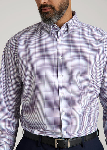 Traveler Stretch Dress Shirt in Plum and Black Grid