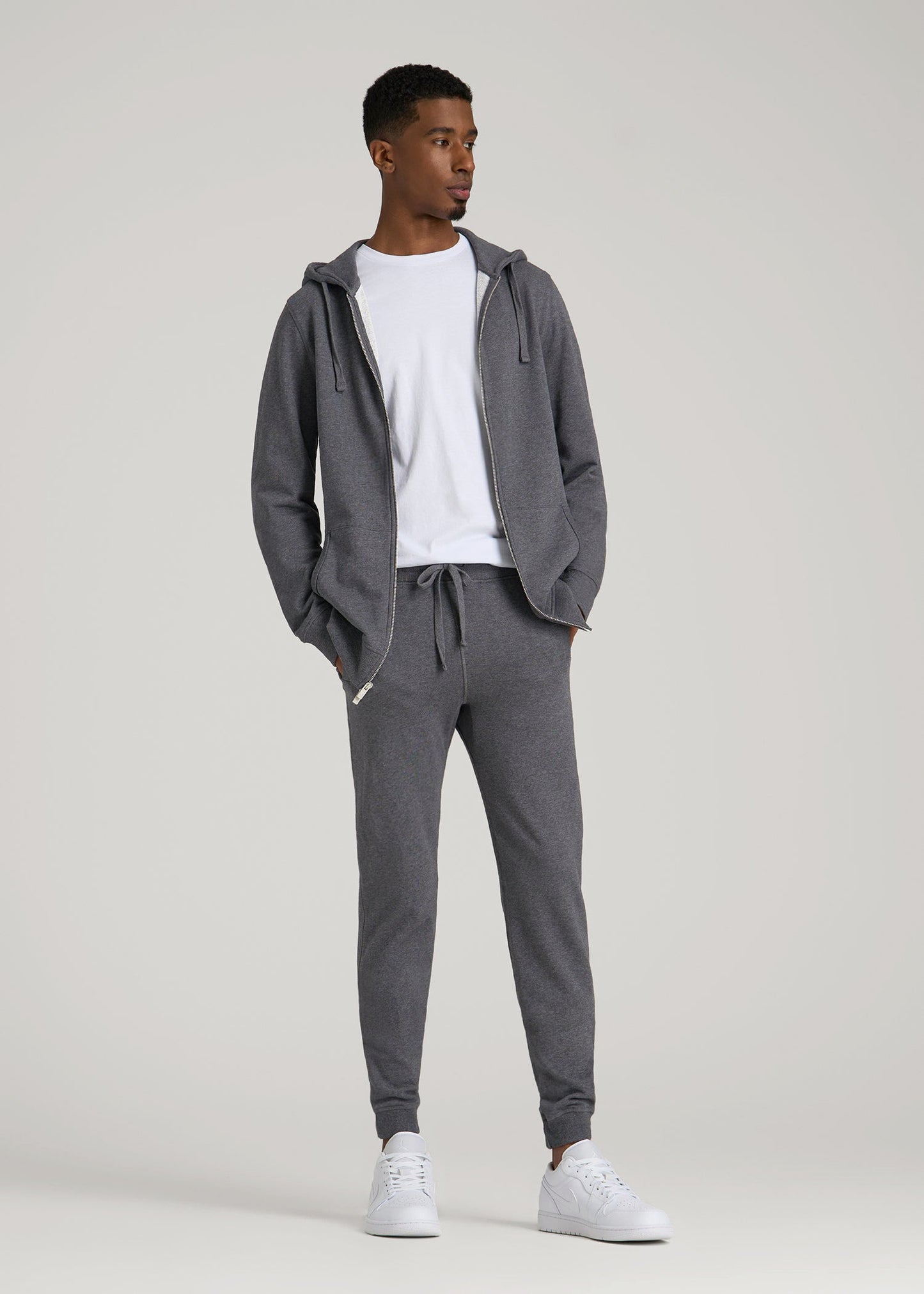 Wearever 2.0 French Terry Joggers for Tall Men in Charcoal Mix